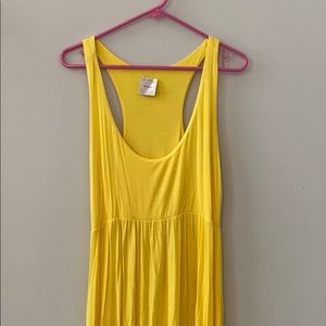 NYMPHE Yellow Stretchy Racerback Maxi Dress Size Large
